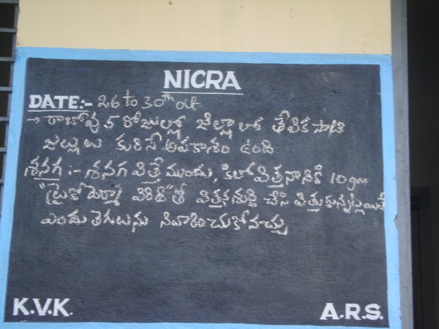Information  black board at NICRA village.